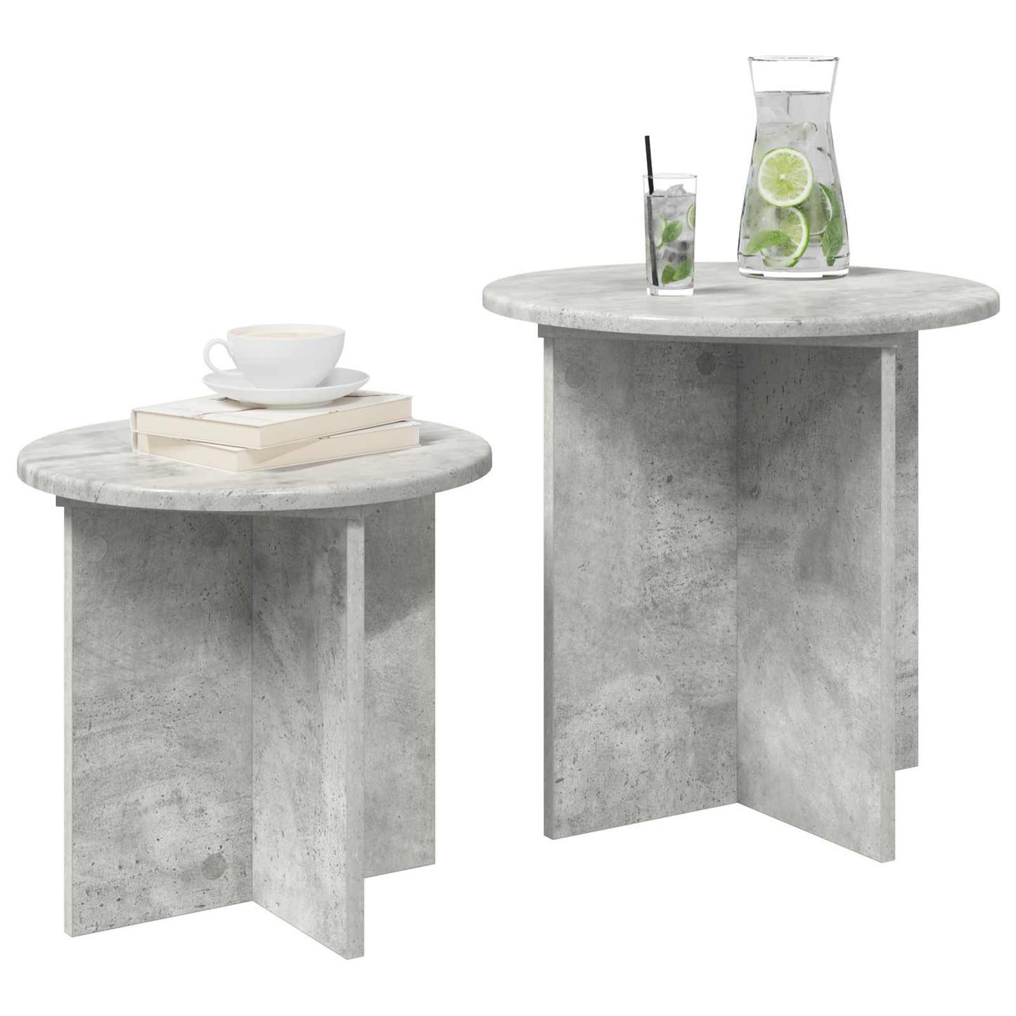 vidaXL Side Table Set with Storage 2 pcs Concrete Grey Engineered Wood