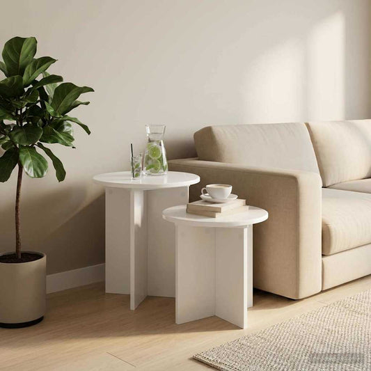 vidaXL Side Table Set 2 pcs High Gloss White Ø 45 x 45 cm