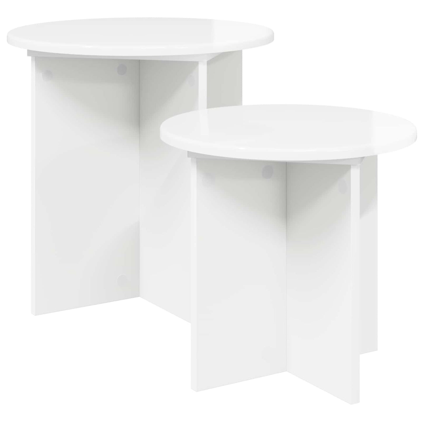 vidaXL Side Table Set 2 pcs High Gloss White Ø 45 x 45 cm