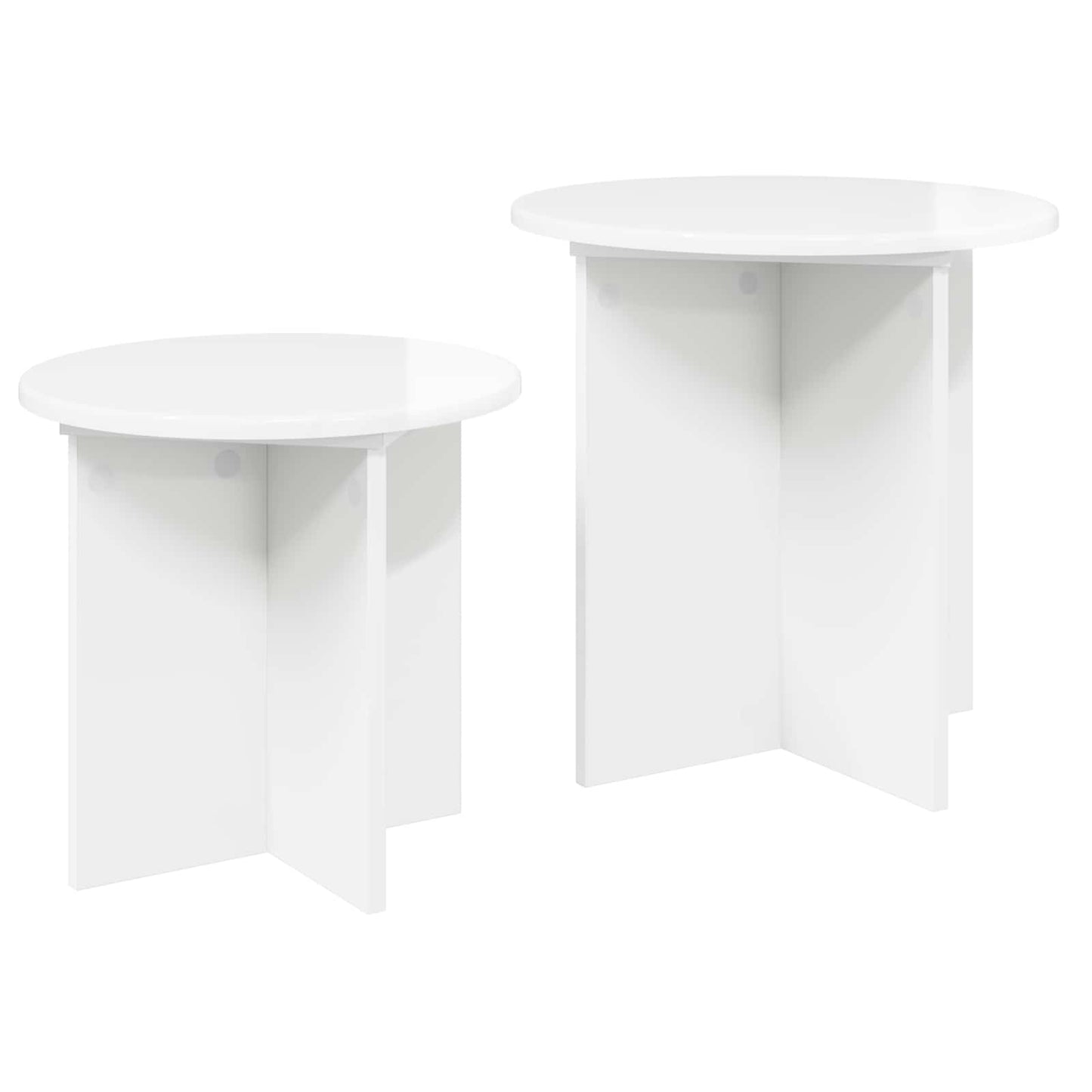 vidaXL Side Table Set 2 pcs High Gloss White Ø 45 x 45 cm