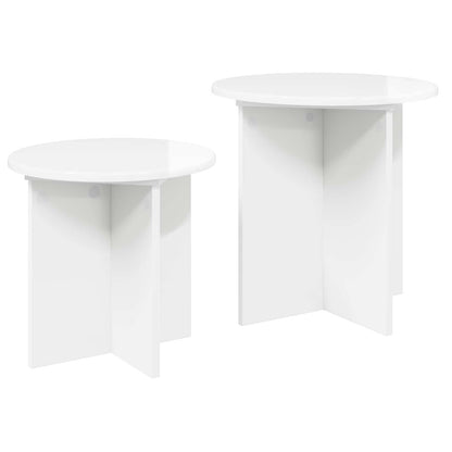 vidaXL Side Table Set 2 pcs High Gloss White Ø 45 x 45 cm