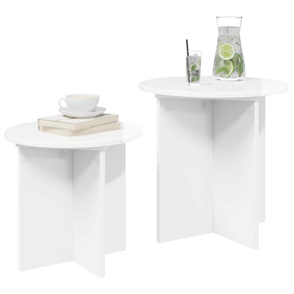 vidaXL Side Table Set 2 pcs High Gloss White Ø 45 x 45 cm