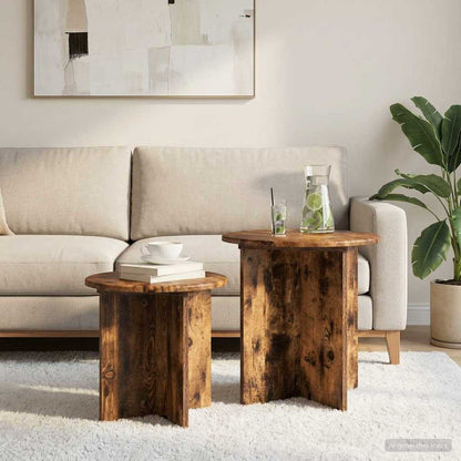 vidaXL Side Table Set 2 pcs Smoked Oak Engineered Wood