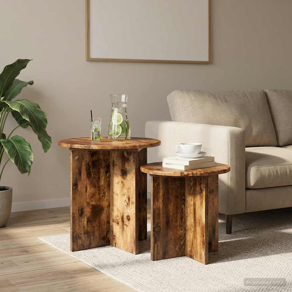 vidaXL Side Table Set 2 pcs Smoked Oak Engineered Wood