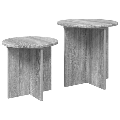vidaXL Side Table Set with Storage 2 pcs Grey Sonoma Engineered Wood