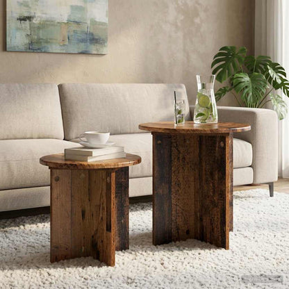 vidaXL Side Table Set 2 pcs Old Wood Ø 45 x 45 cm Engineered Wood