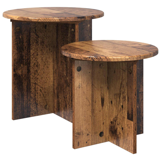vidaXL Side Table Set 2 pcs Old Wood Ø 45 x 45 cm Engineered Wood