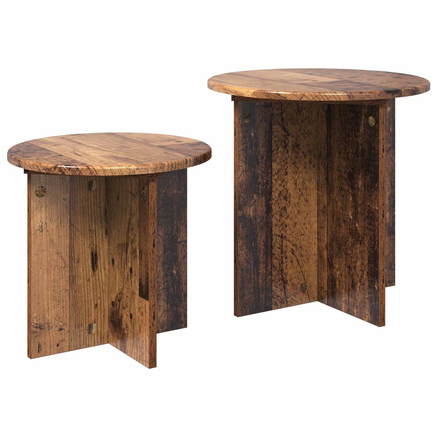vidaXL Side Table Set 2 pcs Old Wood Ø 45 x 45 cm Engineered Wood