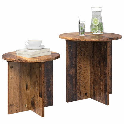 vidaXL Side Table Set 2 pcs Old Wood Ø 45 x 45 cm Engineered Wood