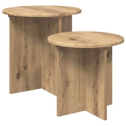 vidaXL Side Table Set 2 pcs Artisan Oak Ø 45 x 45 cm Engineered Wood