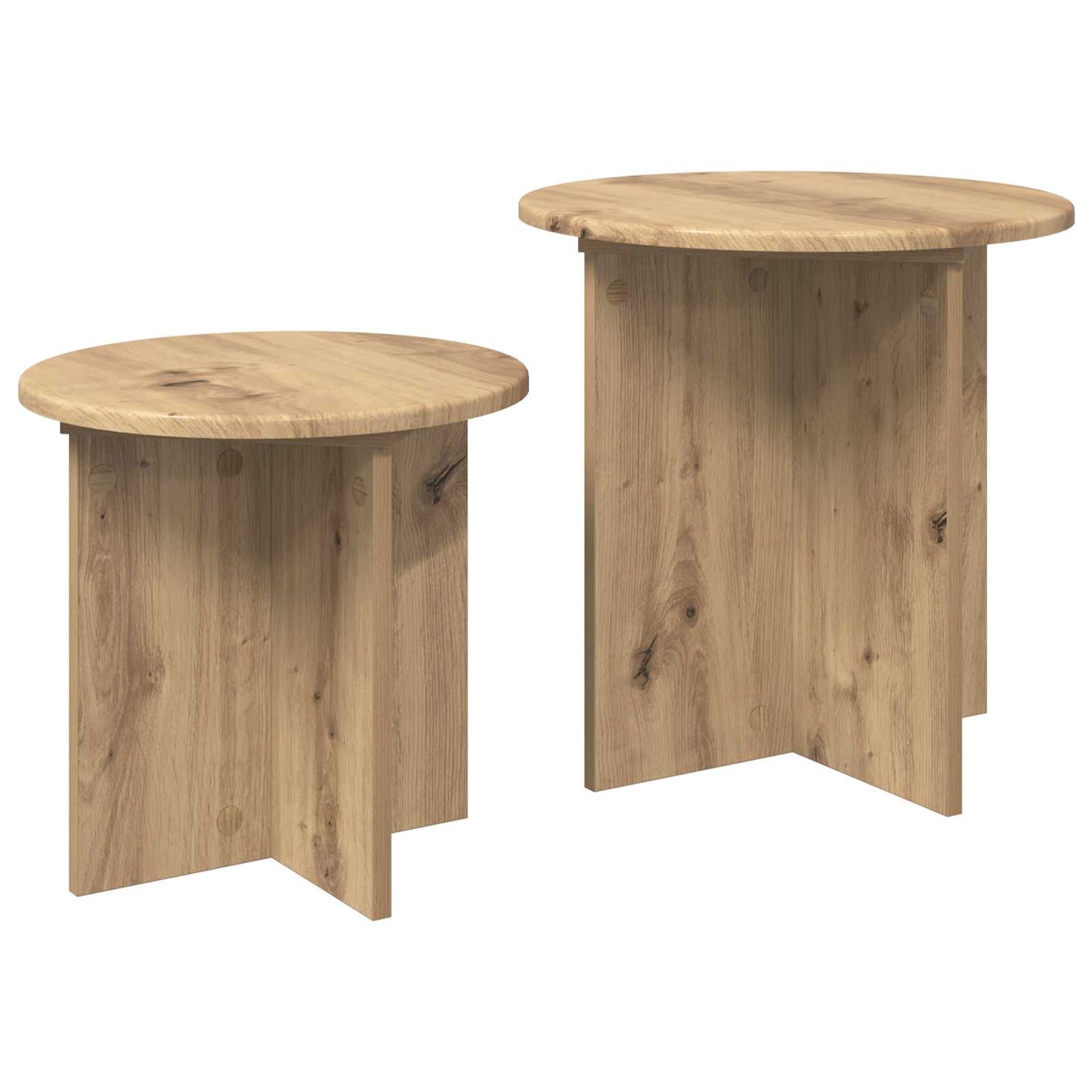 vidaXL Side Table Set 2 pcs Artisan Oak Ø 45 x 45 cm Engineered Wood