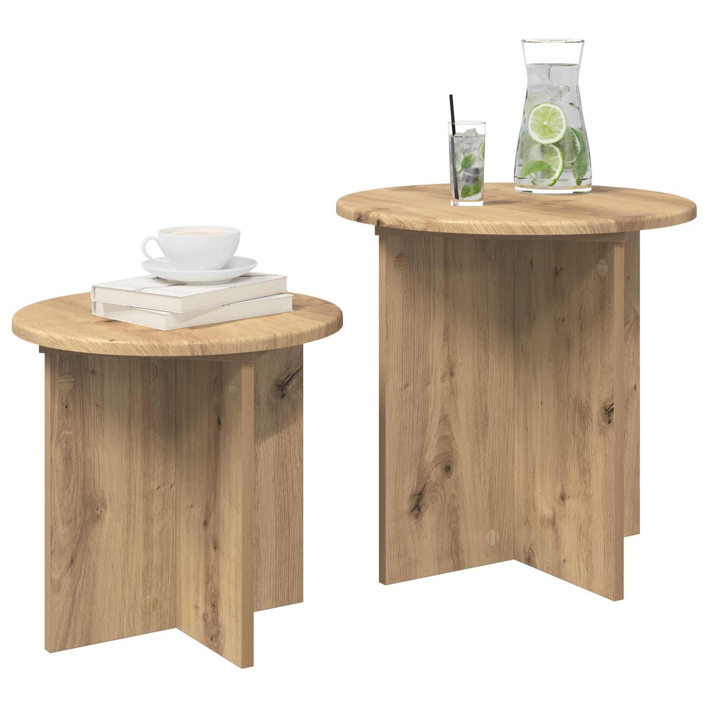 vidaXL Side Table Set 2 pcs Artisan Oak Ø 45 x 45 cm Engineered Wood
