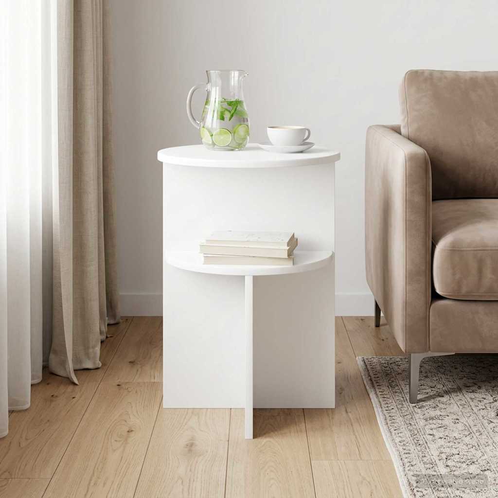vidaXL Side Table with Storage White Ø 39.5 x 55 cm Engineered Wood