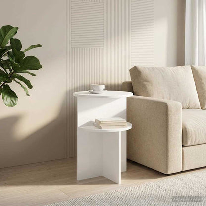 vidaXL Side Table with Storage White Ø 39.5 x 55 cm Engineered Wood