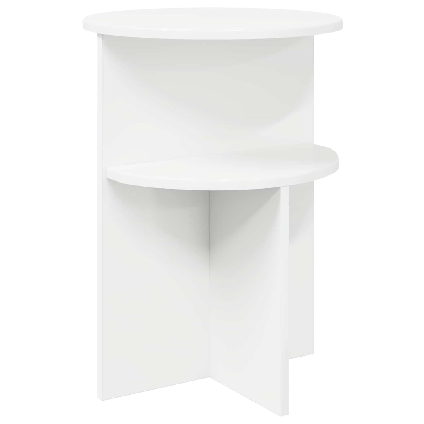 vidaXL Side Table with Storage White Ø 39.5 x 55 cm Engineered Wood