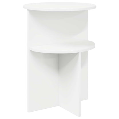 vidaXL Side Table with Storage White Ø 39.5 x 55 cm Engineered Wood