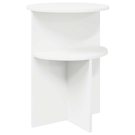 vidaXL Side Table with Storage White Ø 39.5 x 55 cm Engineered Wood