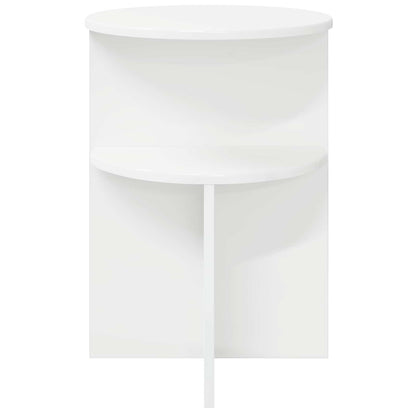 vidaXL Side Table with Storage White Ø 39.5 x 55 cm Engineered Wood