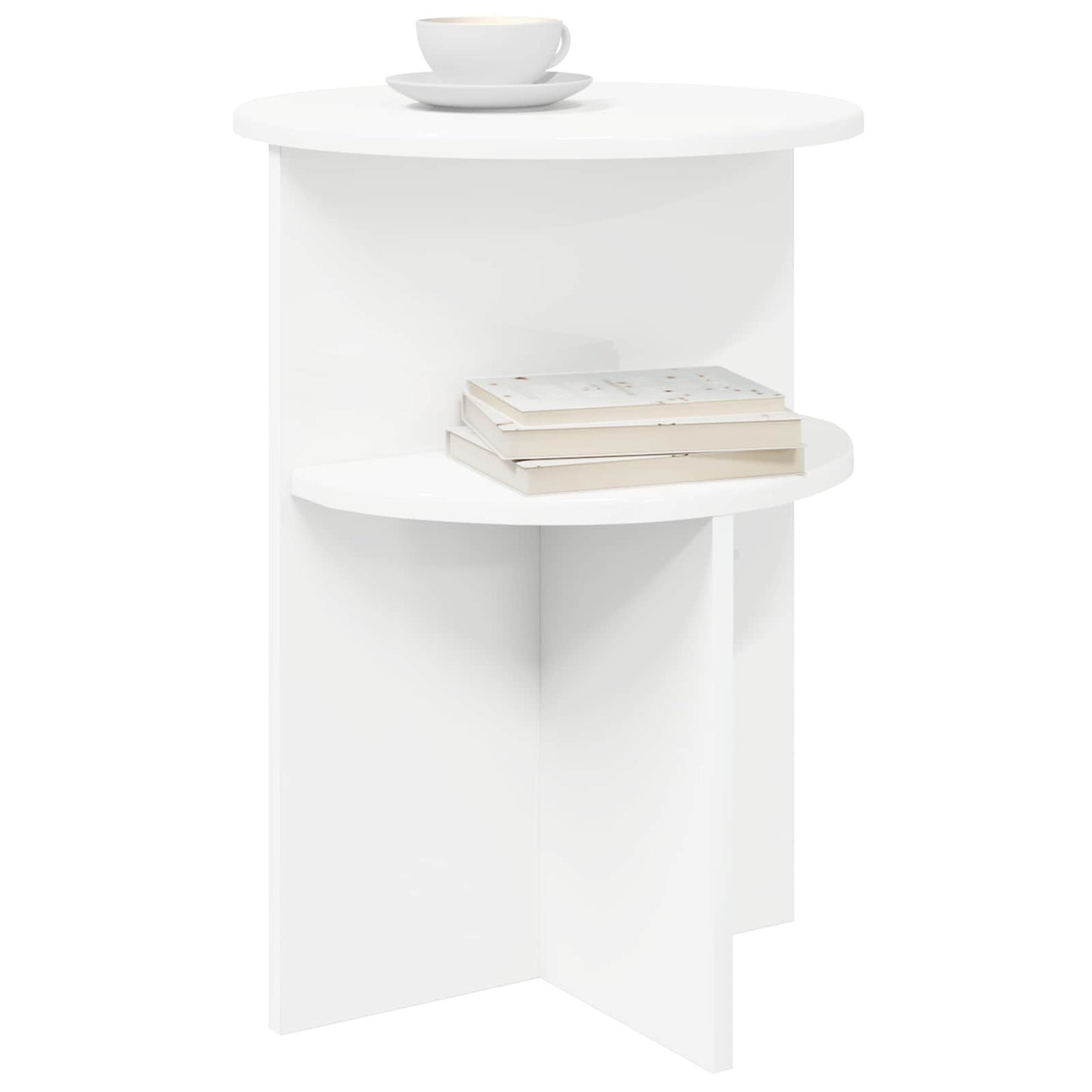 vidaXL Side Table with Storage White Ø 39.5 x 55 cm Engineered Wood