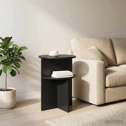 vidaXL Side Table Black Oak Ø 39.5 x 55 cm Engineered Wood