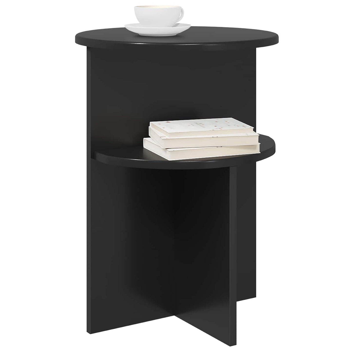 vidaXL Side Table Black Oak Ø 39.5 x 55 cm Engineered Wood