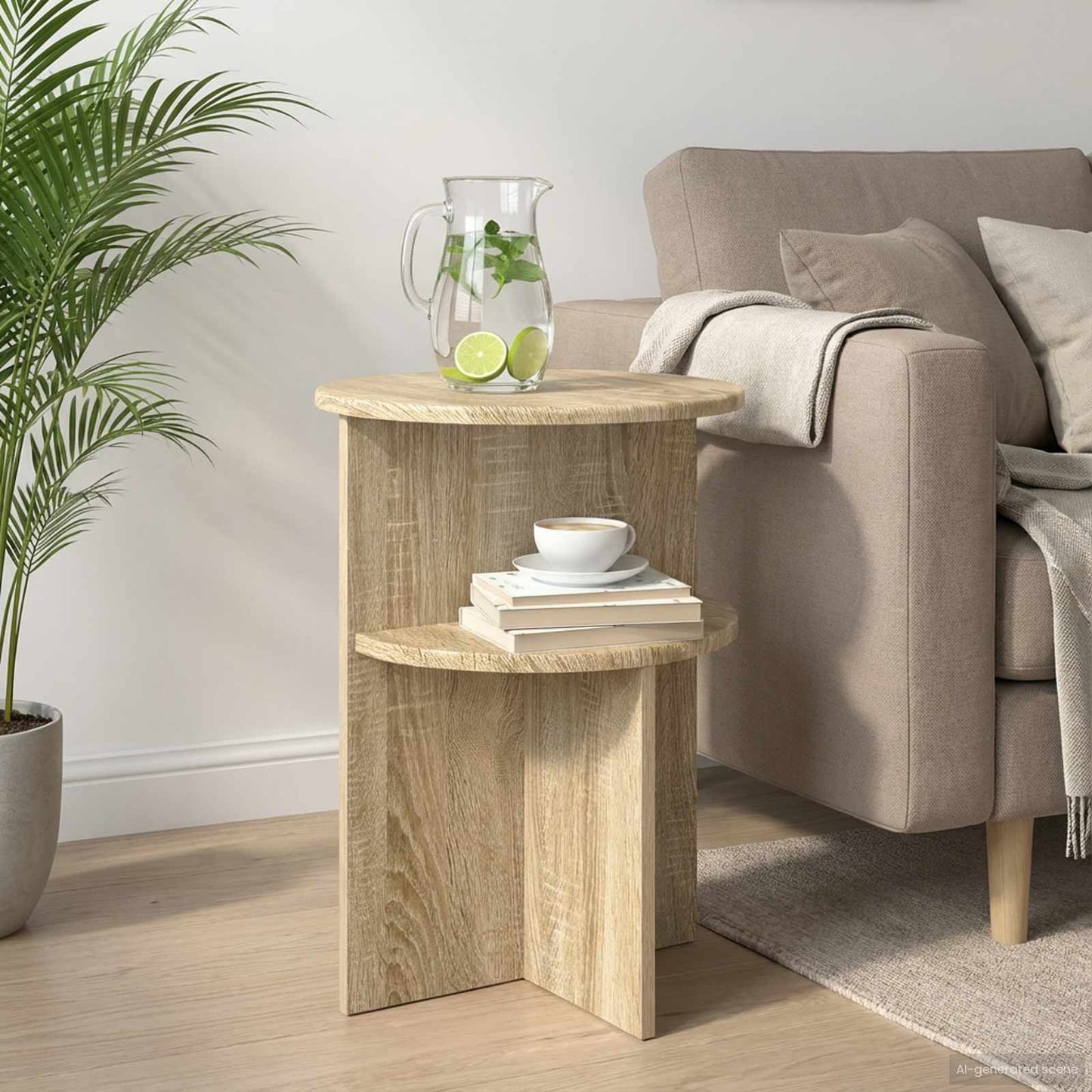 vidaXL Side Table Sonoma Oak Ø 39.5 x 55 cm Engineered Wood