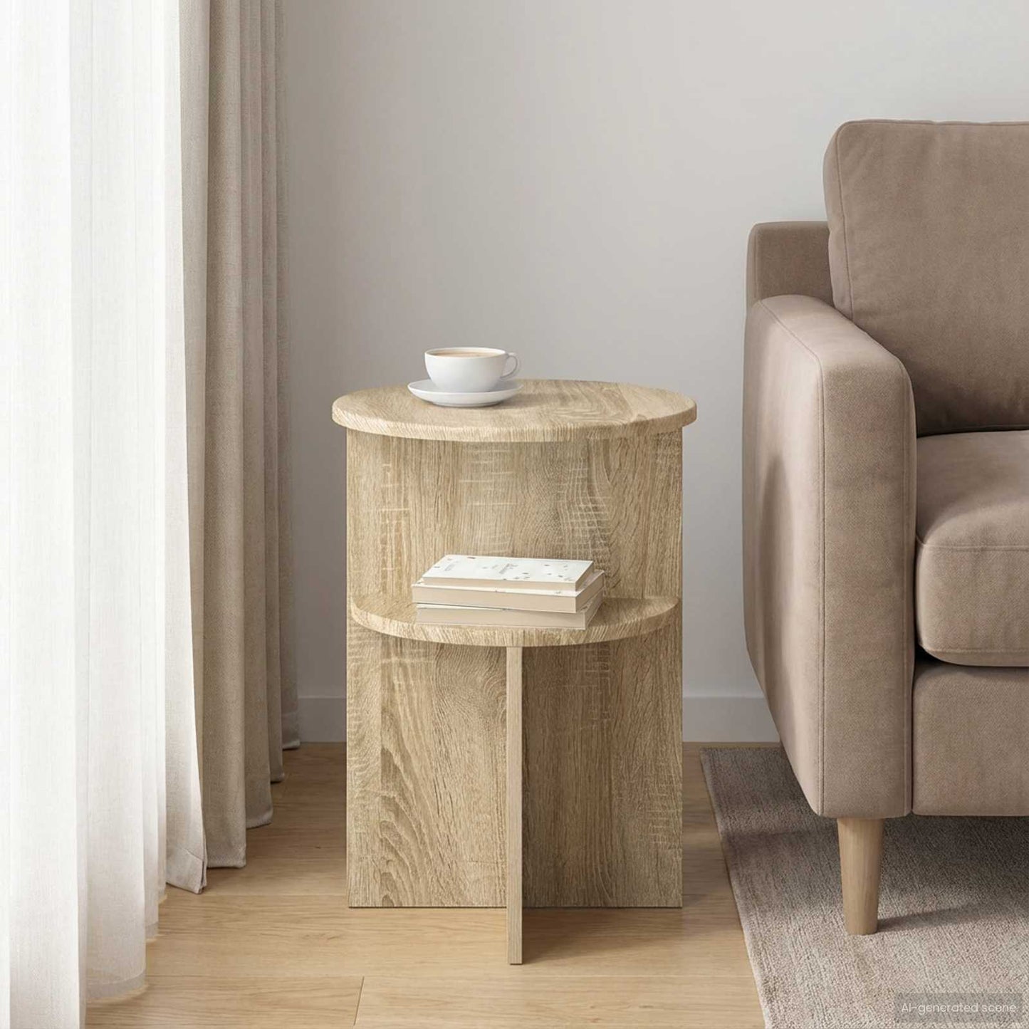 vidaXL Side Table Sonoma Oak Ø 39.5 x 55 cm Engineered Wood