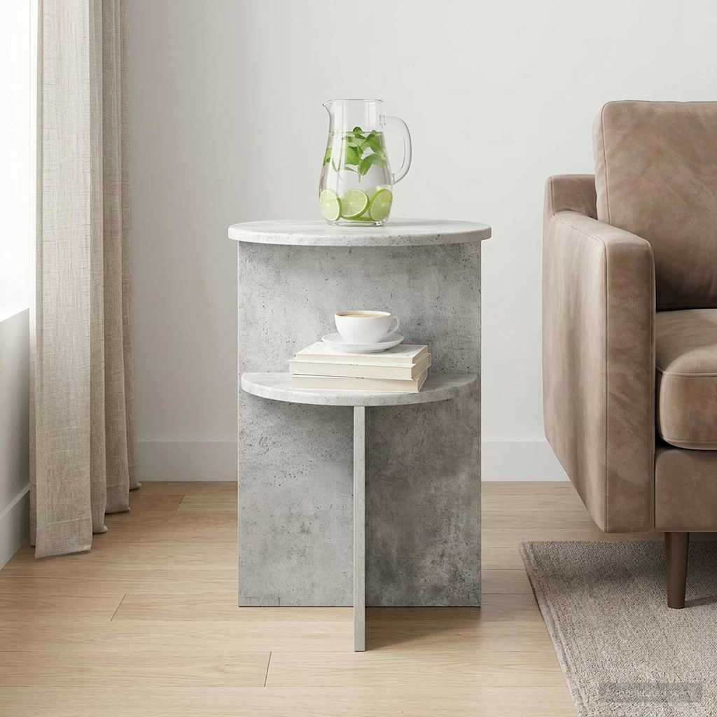 vidaXL Side Table Concrete Grey Ø 39.5 x 55 cm Engineered Wood