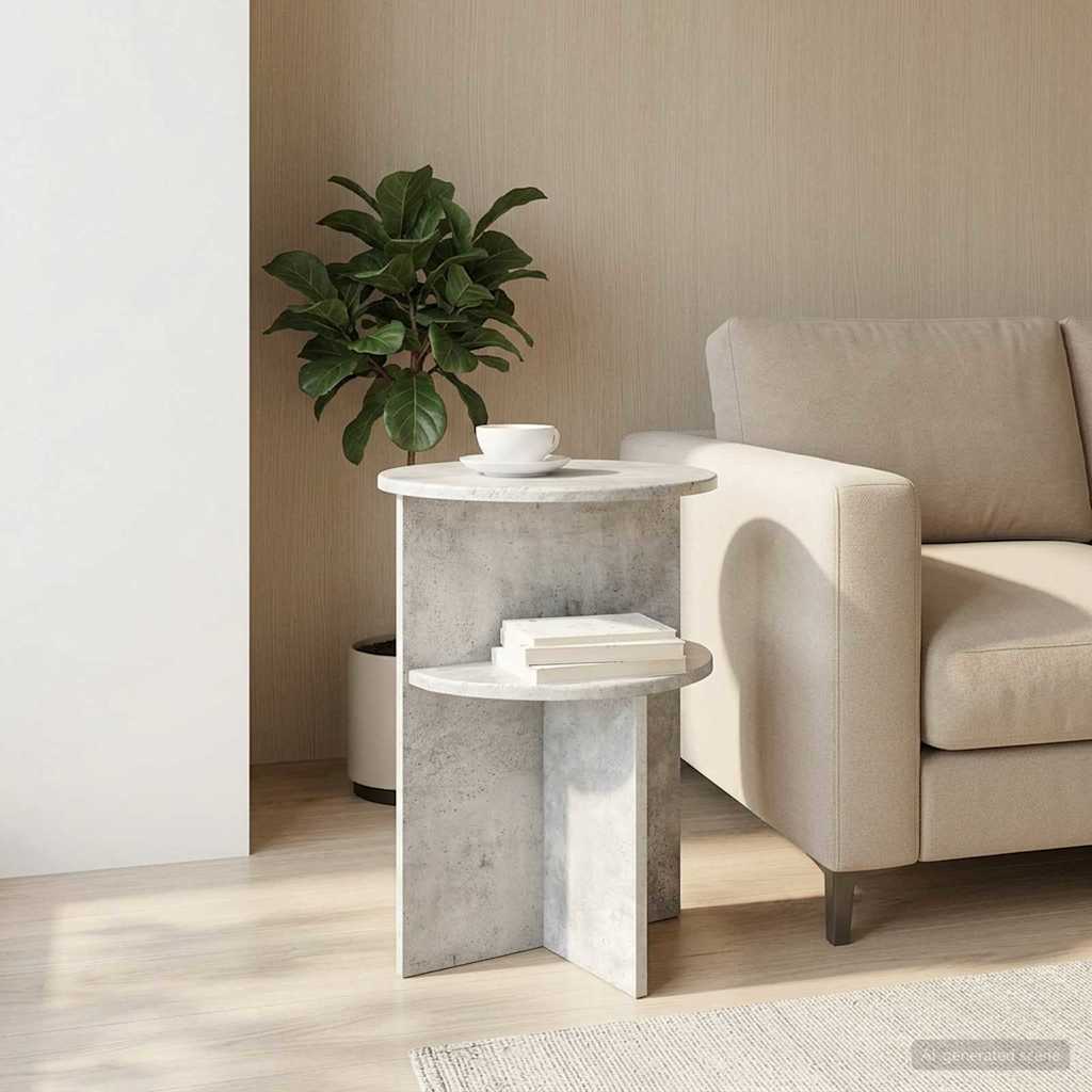 vidaXL Side Table Concrete Grey Ø 39.5 x 55 cm Engineered Wood