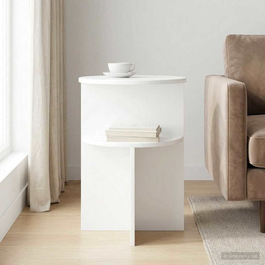 vidaXL Side Table High Gloss White Ø 39.5 x 55 cm Engineered Wood