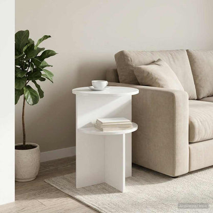 vidaXL Side Table High Gloss White Ø 39.5 x 55 cm Engineered Wood