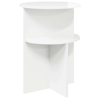 vidaXL Side Table High Gloss White Ø 39.5 x 55 cm Engineered Wood
