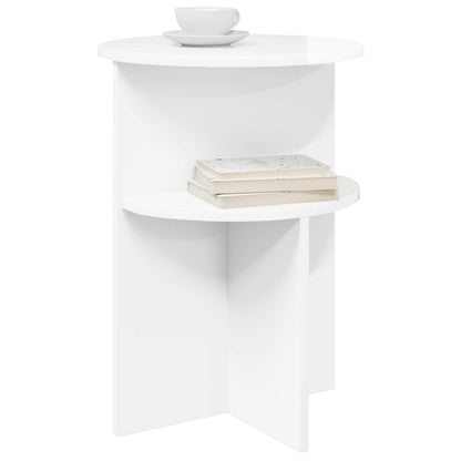 vidaXL Side Table High Gloss White Ø 39.5 x 55 cm Engineered Wood