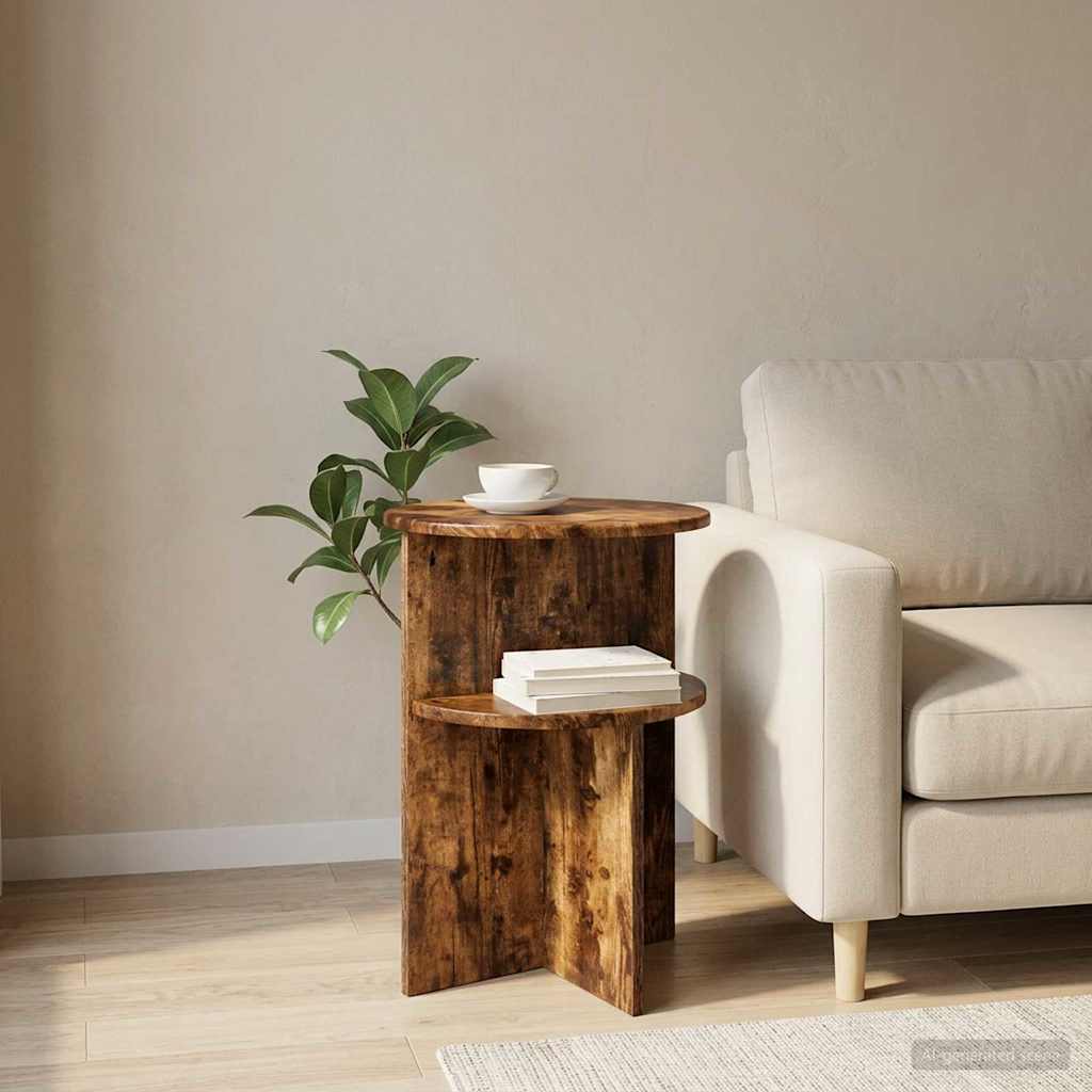 vidaXL Side Table Smoked Oak Ø 39.5 x 55 cm Engineered Wood