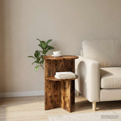 vidaXL Side Table Smoked Oak Ø 39.5 x 55 cm Engineered Wood