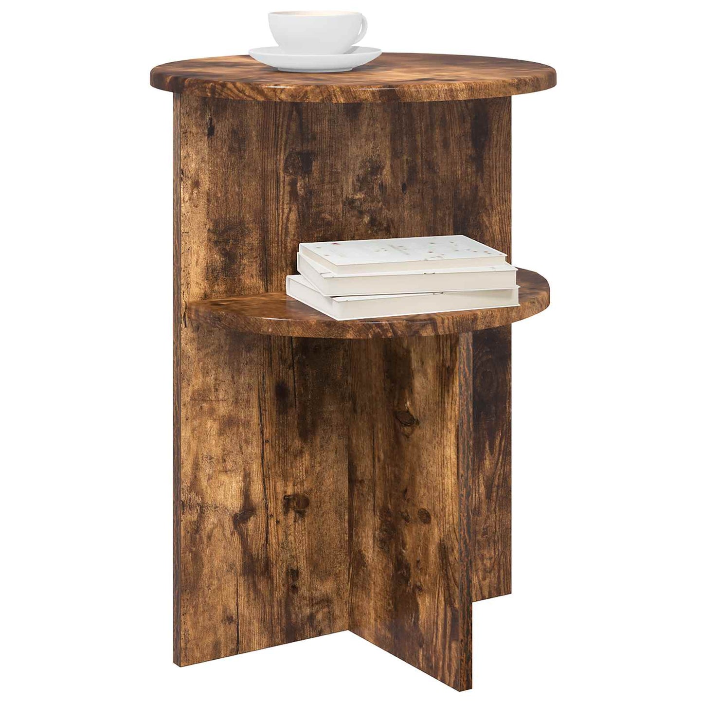 vidaXL Side Table Smoked Oak Ø 39.5 x 55 cm Engineered Wood
