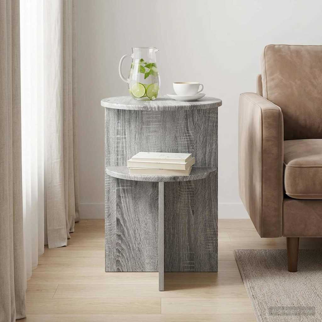 vidaXL Side Table Grey Sonoma Ø 39.5 x 55 cm Engineered Wood