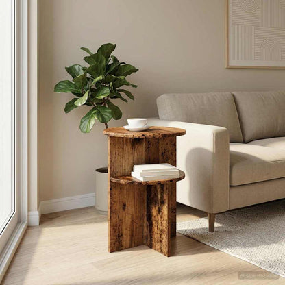 vidaXL Side Table with Storage Old Wood Ø 39.5 x 55 cm Engineered Wood