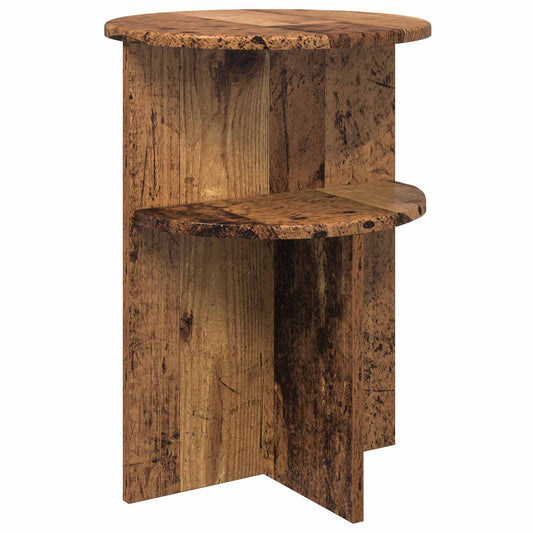 vidaXL Side Table with Storage Old Wood Ø 39.5 x 55 cm Engineered Wood