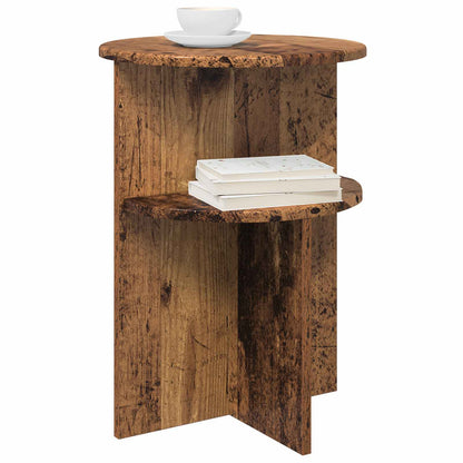 vidaXL Side Table with Storage Old Wood Ø 39.5 x 55 cm Engineered Wood