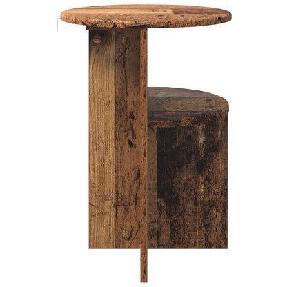 vidaXL Side Table with Storage Old Wood Ø 39.5 x 55 cm Engineered Wood