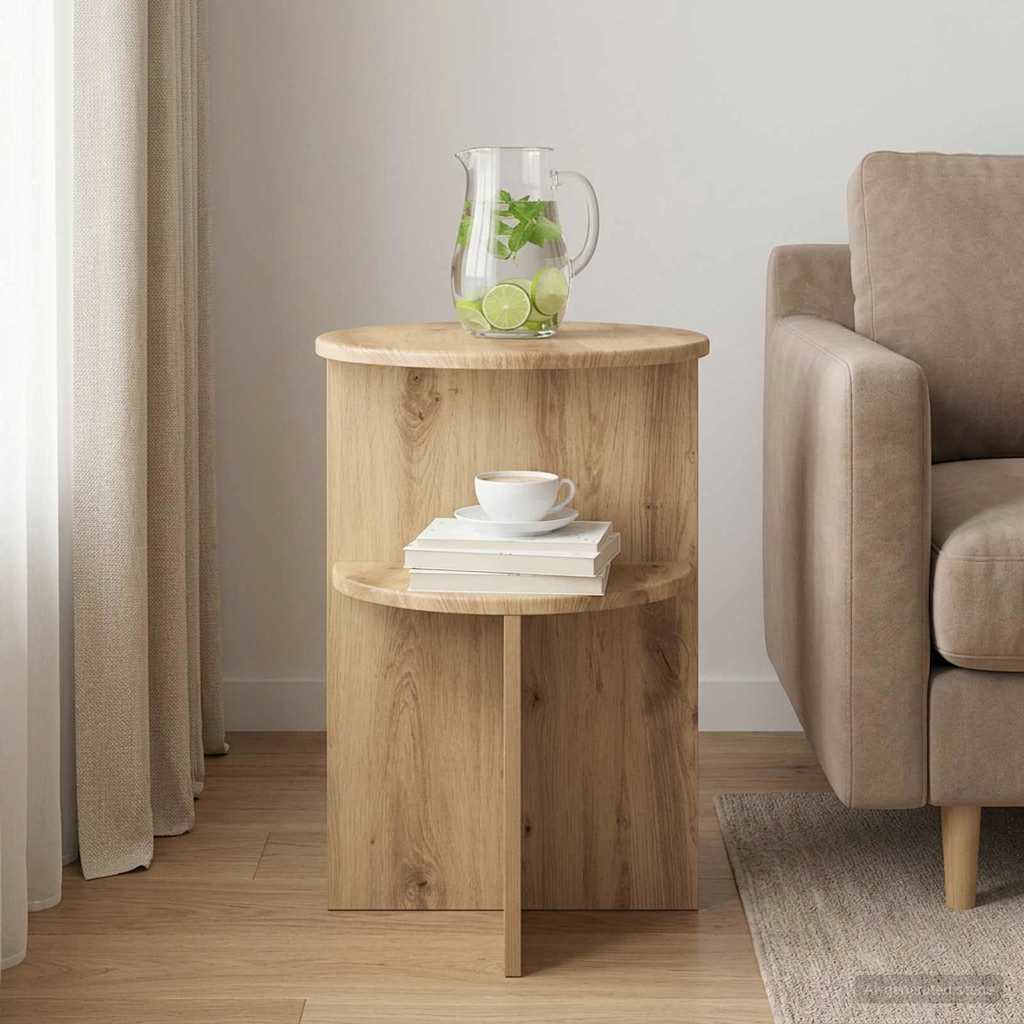 vidaXL Side Table Artisan Oak Ø 39.5 x 55 cm Engineered Wood