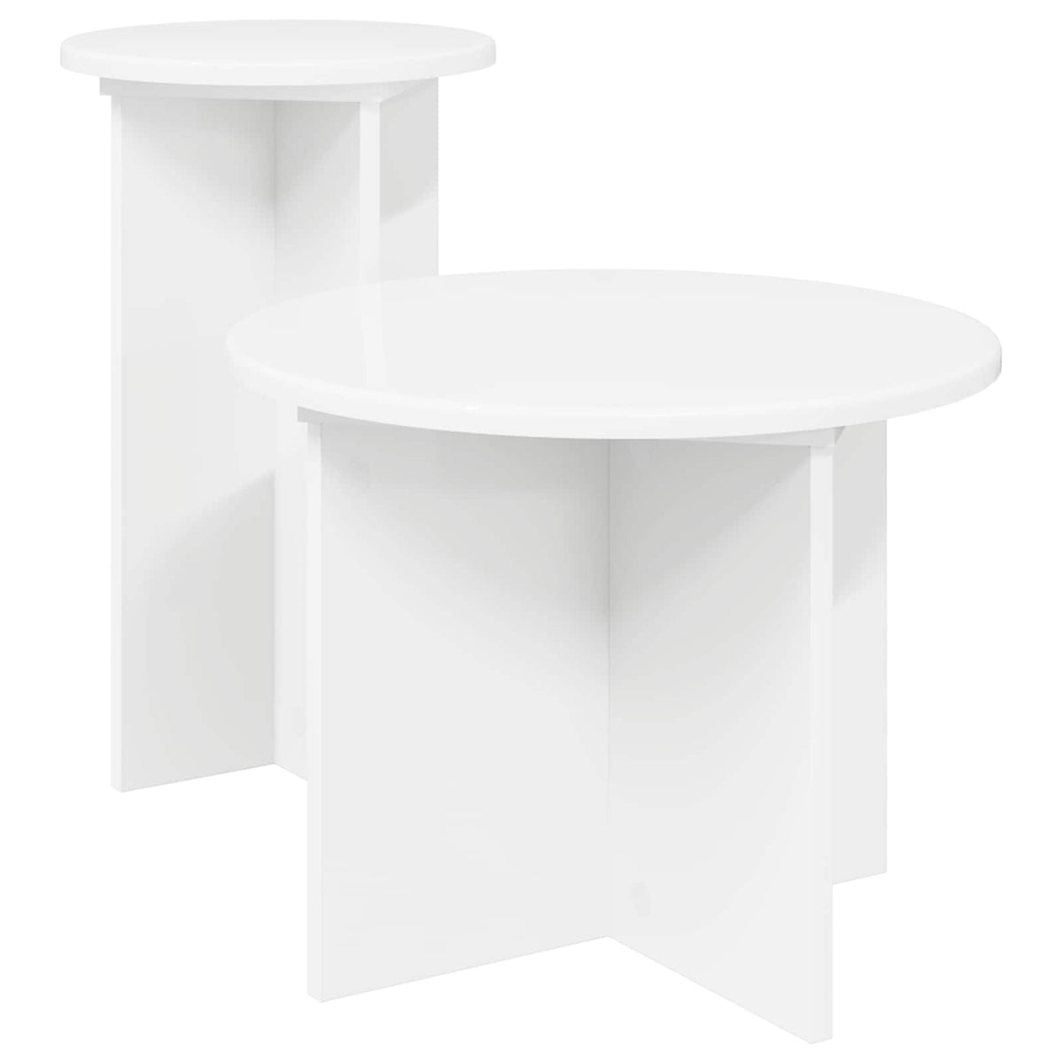 vidaXL Side Table Set 2 pcs White Ø 45 x 35 cm Engineered Wood