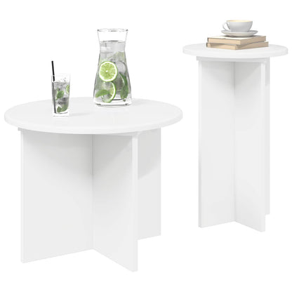 vidaXL Side Table Set 2 pcs White Ø 45 x 35 cm Engineered Wood