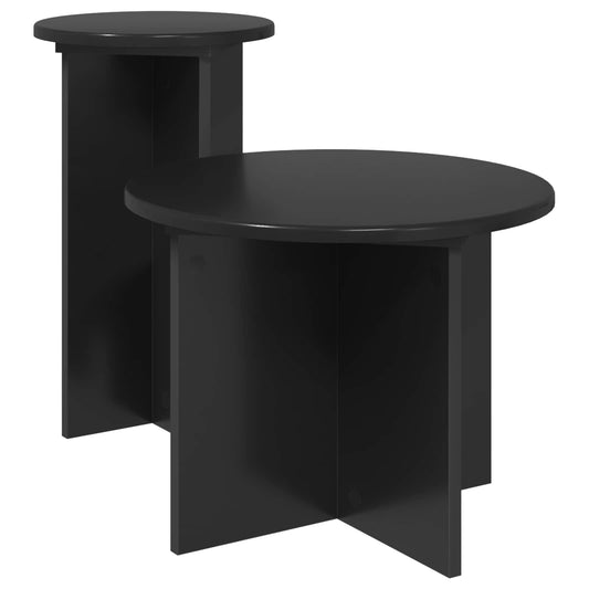vidaXL Side Table Set 2 pcs Black Oak Ø 45 x 35 cm Engineered Wood