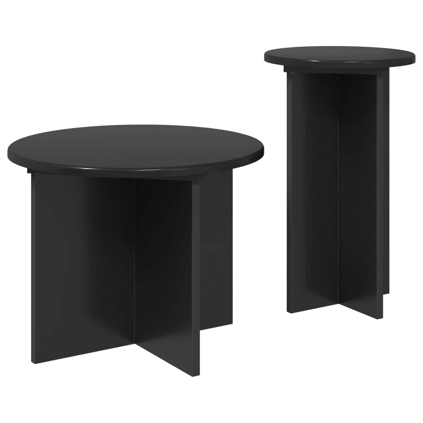 vidaXL Side Table Set 2 pcs Black Oak Ø 45 x 35 cm Engineered Wood