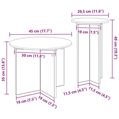vidaXL Side Table Set 2 pcs Black Oak Ø 45 x 35 cm Engineered Wood