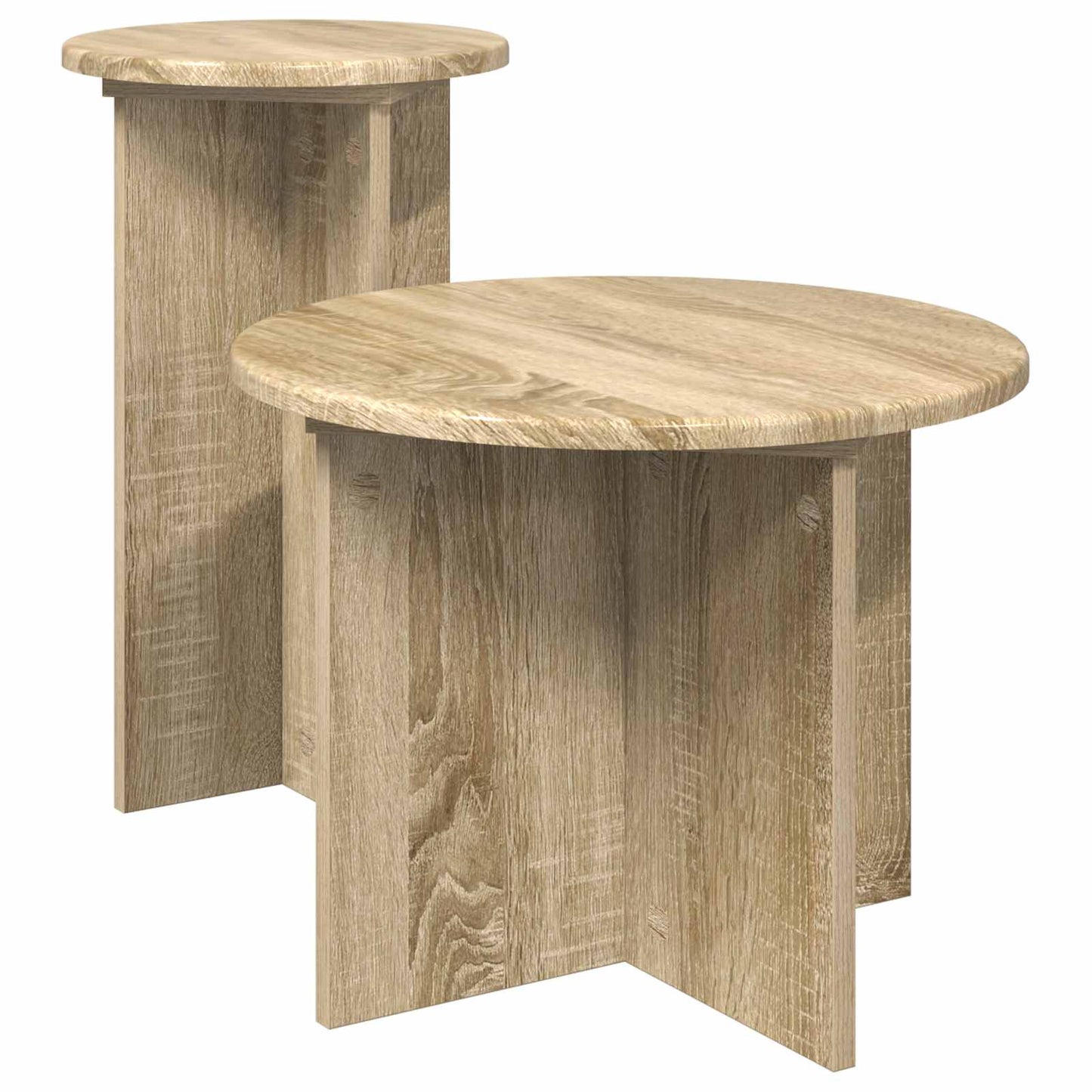 vidaXL Side Table Set 2 pcs Sonoma Oak Ø 45 x 35 cm Engineered Wood