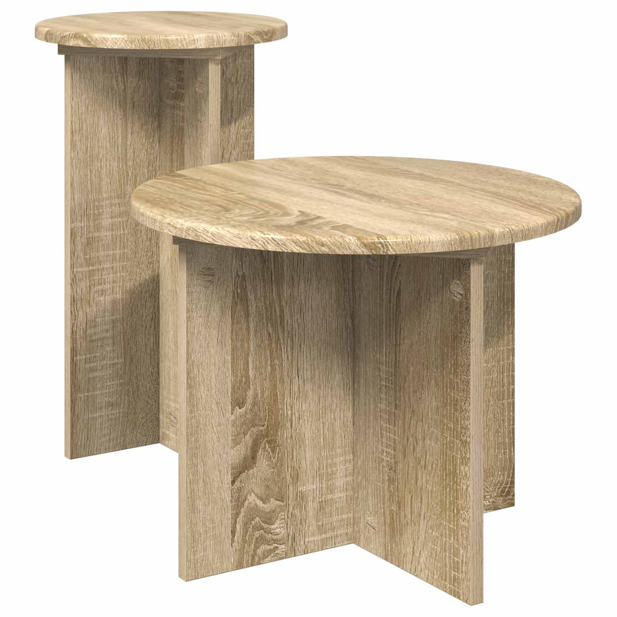 vidaXL Side Table Set 2 pcs Sonoma Oak Ø 45 x 35 cm Engineered Wood