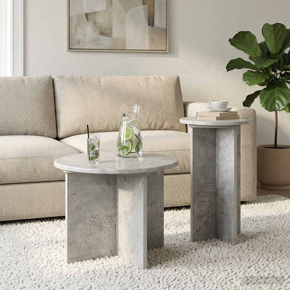vidaXL Side Table Set 2 pcs Concrete Grey Ø 45 x 35 cm Engineered Wood